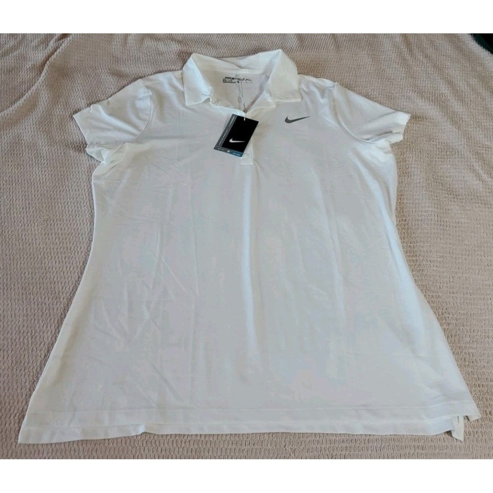 Nike Golf Dri-FIT White Short Sleeve Polo Shirt Women XL Golf tennis pickle ball